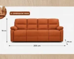 Modern Orange 3 Seater Fabric Sofa – Comfortable Living Room Couch - Image 4