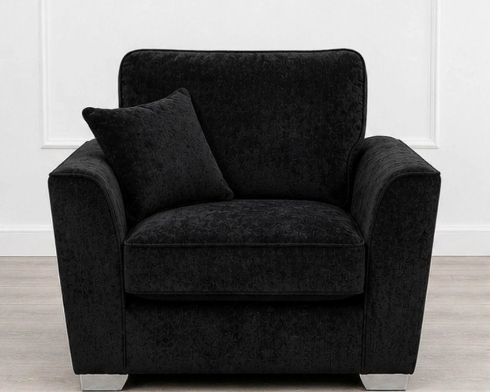 Dylan Sofa UK Large Family Fabric Sofa Dylan 1-Seater Sofa – Modern Black Sofa - Image 1