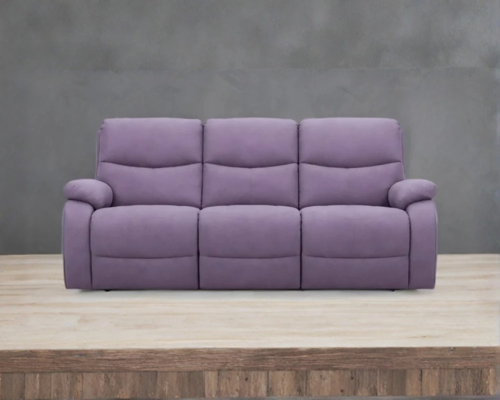 Light Purple Roma Recliner3 Seater Sofa - Copy Lilac Fabric Recliner Sofa – Modern 3 Seater Living Room Sofa - Image 1