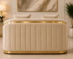 Madrid Beige Golden Luxury 2-Seater Sofa – Elegant Tufted Sofa with Gold Accents - Image 5