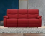 Red Fabric Recliner Sofa – Modern 3 Seater Living Room Sofa