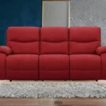 Red Fabric Recliner Sofa – Modern 3 Seater Living Room Sofa