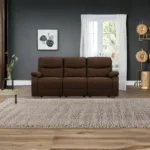 Brown Fabric Recliner Sofa – Modern 3 Seater Living Room Sofa
