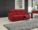 Red Fabric Recliner Sofa – Modern 3 Seater Living Room Sofa - Image 2