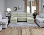 Cream Upholstered Corner Recliner Sofa – Luxury Home Furniture