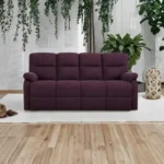 Plum Fabric Recliner Sofa – Modern 3 Seater Living Room Sofa