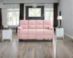 Modern Pink 4 Seater Recliner Sofa – Luxury Velvet Living Room Seating