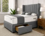 Double Divan Bed Frame with Drawer - Stylish Double Bed with Mattress - Image 2