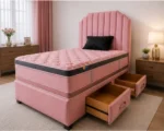 Upholstered King Size Divan Bed with  Mattress