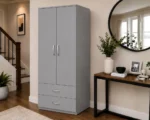 Stylish Two Door Wardrobe with Two Drawers - Image 2