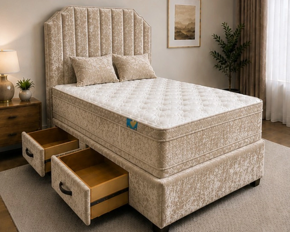 23 Contemporary Storage Bed Frame Super King Size Divan Bed – Spacious Super King Divan Bed with Mattress - Image 1