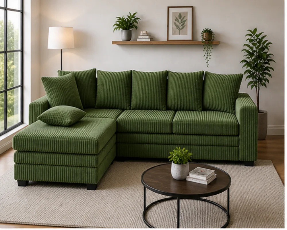 5 Seater Sofa Modern Fabric Upholstered Living Room Furniture Modern Dylan 4 Seater Corner Sofa β Luxury Living Room Style - Image 1