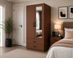 2 Door Mirrored Wardrobe with 2 Drawers - Modern Bedroom Storage Cabinet - Image 3