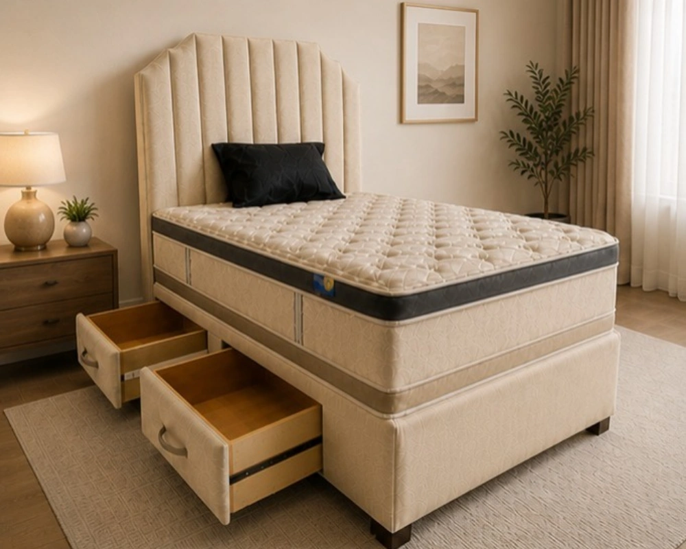7 Modern Divan Bed with Built In Storage King Size Divan Bed - King Size Divan Bed with Mattress & Drawers - Image 1