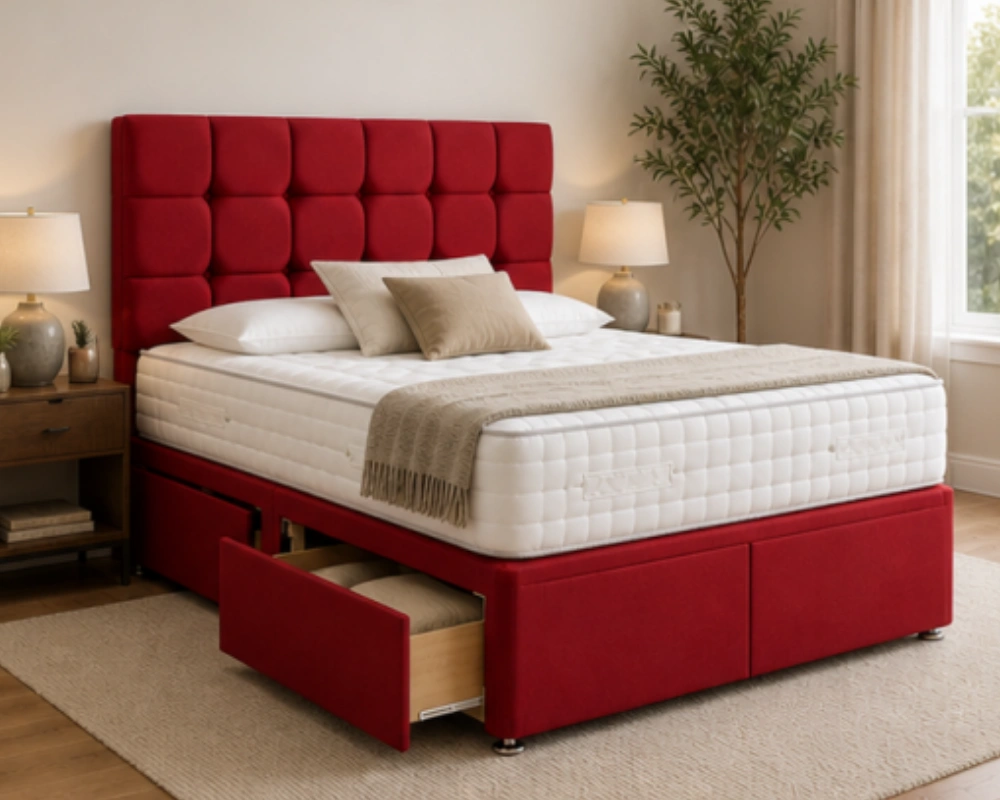 8 Elegant Double Divan Bed – Stylish Contemporary Furniture Modern Super King Size Divan Bed Frame – Premium Super King Bed with Mattress and Drawers - Image 1