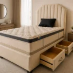Double Divan Bed with Premium Fabric - Bed Base with  mattress and Storage