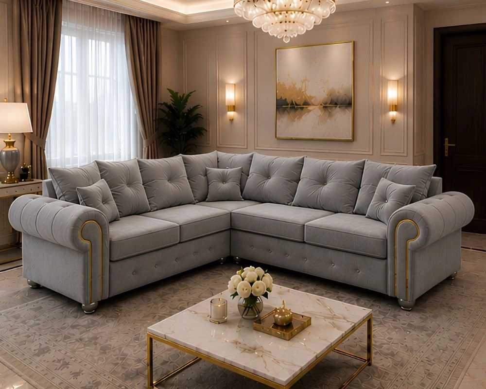 Ashwin Contemporary Lounge Sofa Ashwin Corner Lounge Sofa – Elegant 5 Seater - Image 1