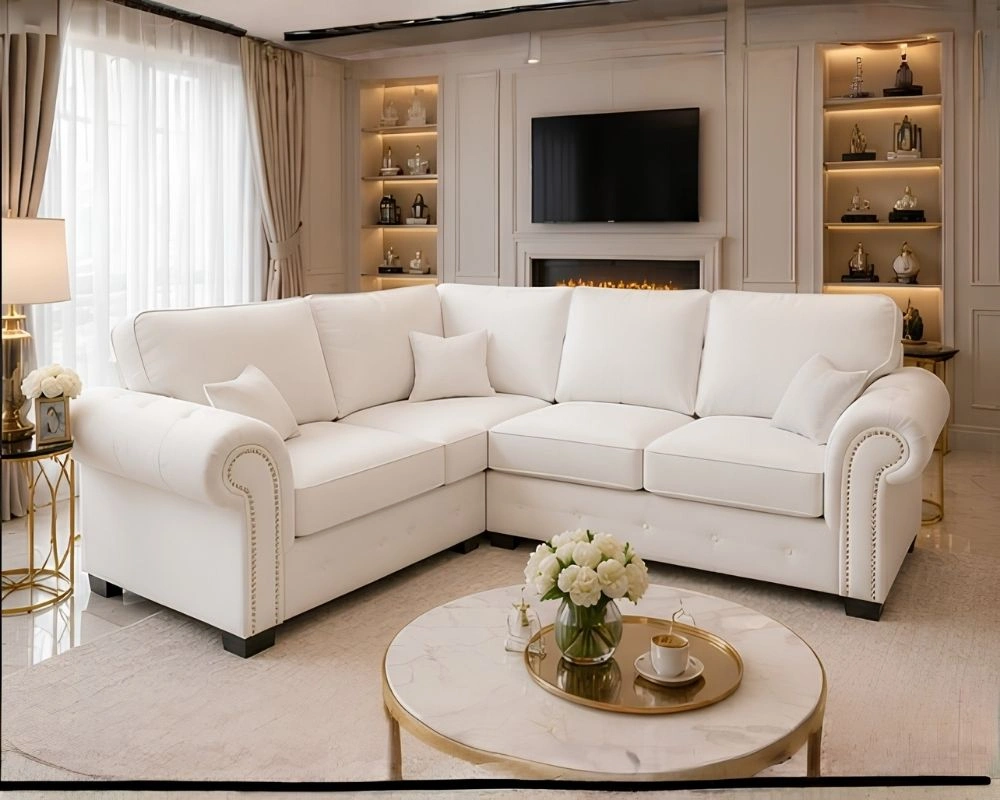 Ashwin Modern Living Room Sofa 4 Seater Sofa - Ashwin Sofa - Ashwin 4 Seater Sofa - White 4 Seater Corner Sofa - Image 1