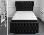Black Oxford Single Bed – Luxury 3ft Upholstered Bed Frame with mattress