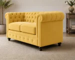 Velvet 2 Seater Sofa - Modern 2 Seater Sofa - Chesterfield High Back 2 Seater Sofa - Image 3