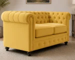 Velvet 2 Seater Sofa - Modern 2 Seater Sofa - Chesterfield High Back 2 Seater Sofa - Image 4