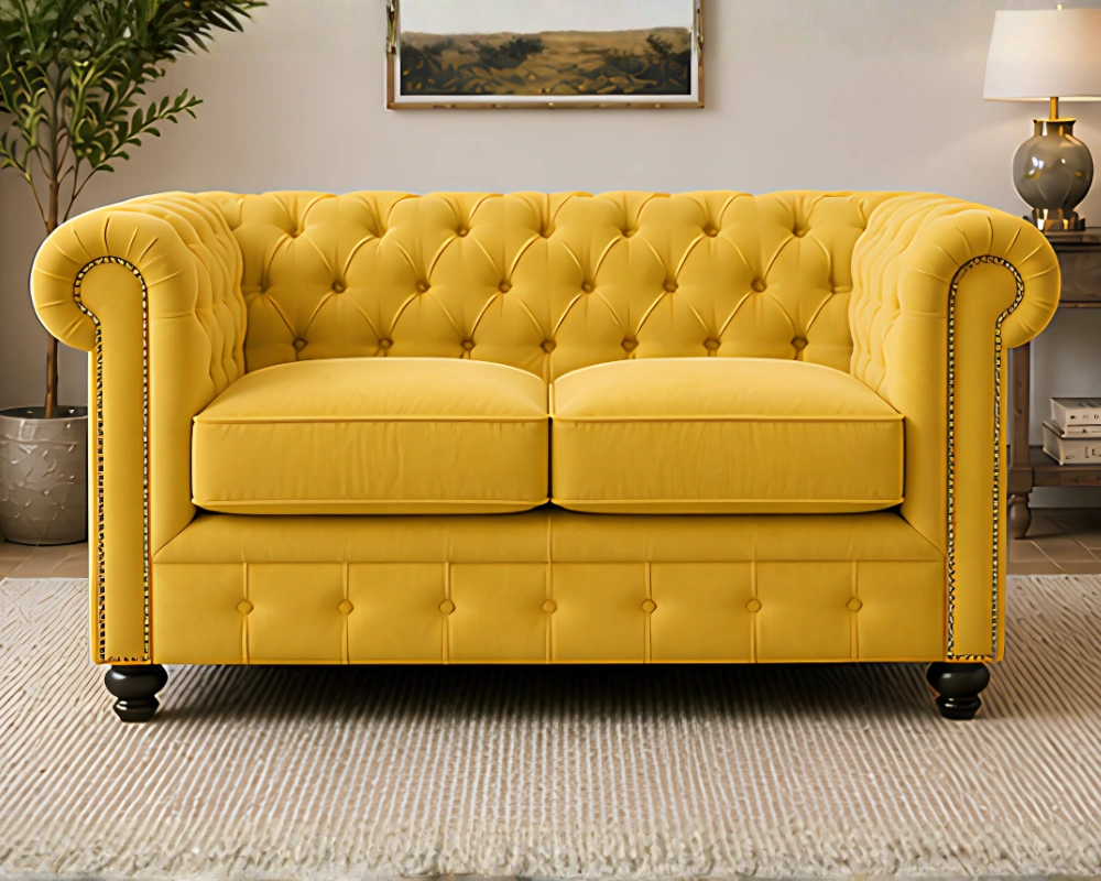 Chesterfield 2-Seater Sofa Modern Design Velvet 2 Seater Sofa - Modern 2 Seater Sofa - Chesterfield High Back 2 Seater Sofa - Image 1