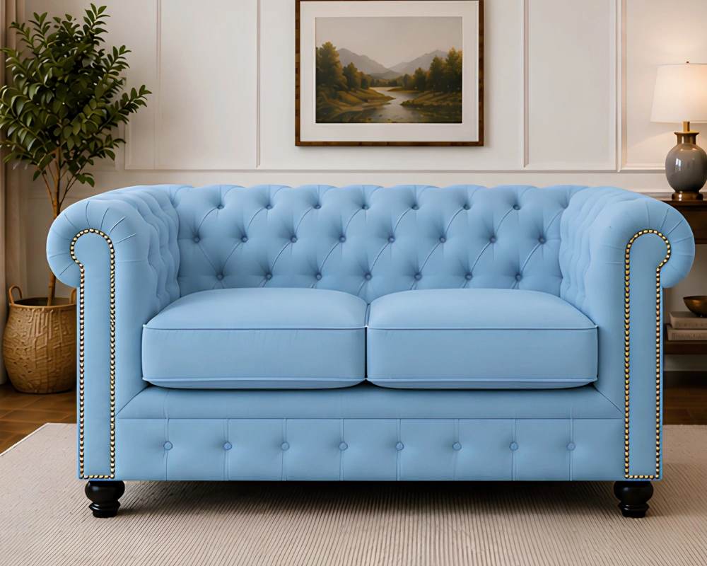 Chesterfield 2-Seater Sofa – Modern Fabric Comfort (4) Chesterfield Velvet 2 Seater Sofa - Modern 2 Seater Sofa - 2 Seater Sofa - Image 1