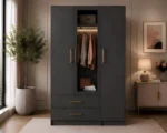 Modern 3 Door Wardrobe with Mirror And 2 Drawers