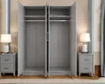 Modern Light Grey 4 Door Wardrobe – Spacious Bedroom Storage Cabinet - Image 5