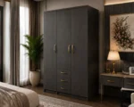 Luxury 3 Door Bedroom Wardrobe with Storage Drawers - Modern Design