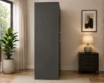 Dark Grey Wooden 3 Door Wardrobe with 2 Drawers - Modern Bedroom Storage Cabinet - Image 4