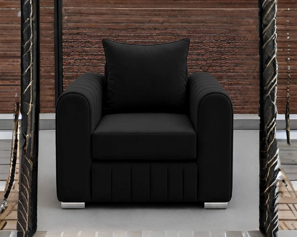 Elegant & Comfortable Home Seating Lilly 1 Seater Black Sofa - Lilly Single Seater Sofa – Luxury Fabric Sofa - Image 1
