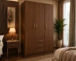 Modern 3 Door Wardrobe with 3 Drawers - Spacious Wooden Bedroom Wardrobe