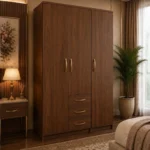 Modern 3 Door Wardrobe with 3 Drawers - Spacious Wooden Bedroom Wardrobe