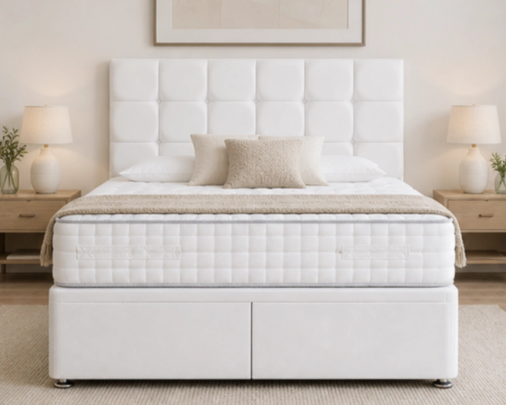 Luxury Divan Bed with Premium Upholstered Structure Luxury King Size Divan Bed – King Size Bed Frame with Mattress and Drawers - Image 1