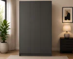 Dark Grey Wooden 3 Door Wardrobe with 2 Drawers - Modern Bedroom Storage Cabinet - Image 5