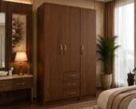Modern 3 Door Wardrobe with 3 Drawers - Spacious Wooden Bedroom Wardrobe - Image 4