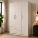 Modern White 3 Door Wardrobe with 2 Drawers - Spacious Bedroom Storage Unit