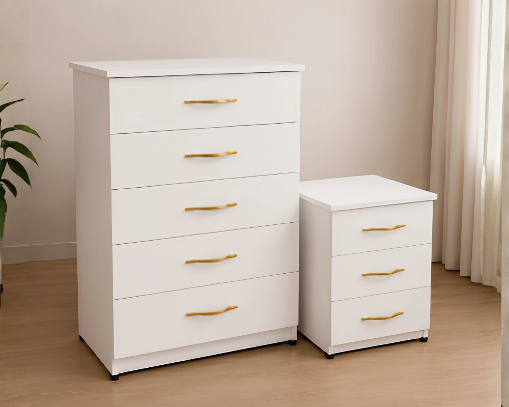 Prestige Line Drawer Cabinet Chest of 5 Drawers With Side Table - Chest of 5 Drawers - Elegant Wooden Side Table - Premium Storage Cabinet - Image 1