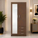Compact 2 Door Wardrobe with Mirror and Drawer Storage - Wardrobe
