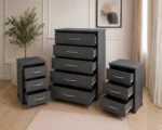 Premium Bedroom Storage – Chest + 2 Bedside Tables - Chest of 5 Drawers with 2 Bedside Tables - Image 2