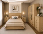 Premium  Bedroom Furniture Set – Double Bed, Four Door Wardrobe with Four Bottom Drawers, Chest of Five Drawers & Two Bedside Tables - Image 3