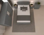 Designer Bedroom Furniture Set With Five Door Wardrobe With One Mirror - Chest of Five Drawers With Two Bed Side Table - Image 3