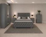 Designer Bedroom Furniture Set With Five Door Wardrobe With One Mirror - Chest of Five Drawers With Two Bed Side Table