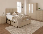 Contemporary Home Bedroom Package - 4 Door Wardrobe With Two Full Mirrors And Four Bottom Drawers - Double Bed - Image 2
