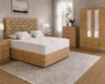 Deluxe Oak Double Bed Bedroom Suite – Four Door Wardrobe with Four Bottom Drawers – Chest of Five Drawers with Two Bedside Tables - Image 4