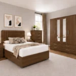 Complete Home Bedroom Suite - 4 Door Wardrobe With Dual Mirrors And Four Bottom Drawers - Chest of Five Drawers