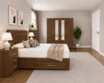 Complete Home Bedroom Suite - 4 Door Wardrobe With Dual Mirrors And Four Bottom Drawers - Chest of Five Drawers - Image 5