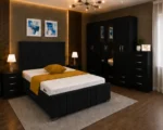 Elegant Double Bed Room Set - Six Door Wardrobe With Four Drawer - Chest of Five Drawers With Two Bed Side Table - Image 3