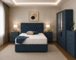 Premium Bedroom Furniture Bundle - Four Door Wardrobe With Two Half Length Mirrors - Four Bottom Drawers - Bedside Table Pair